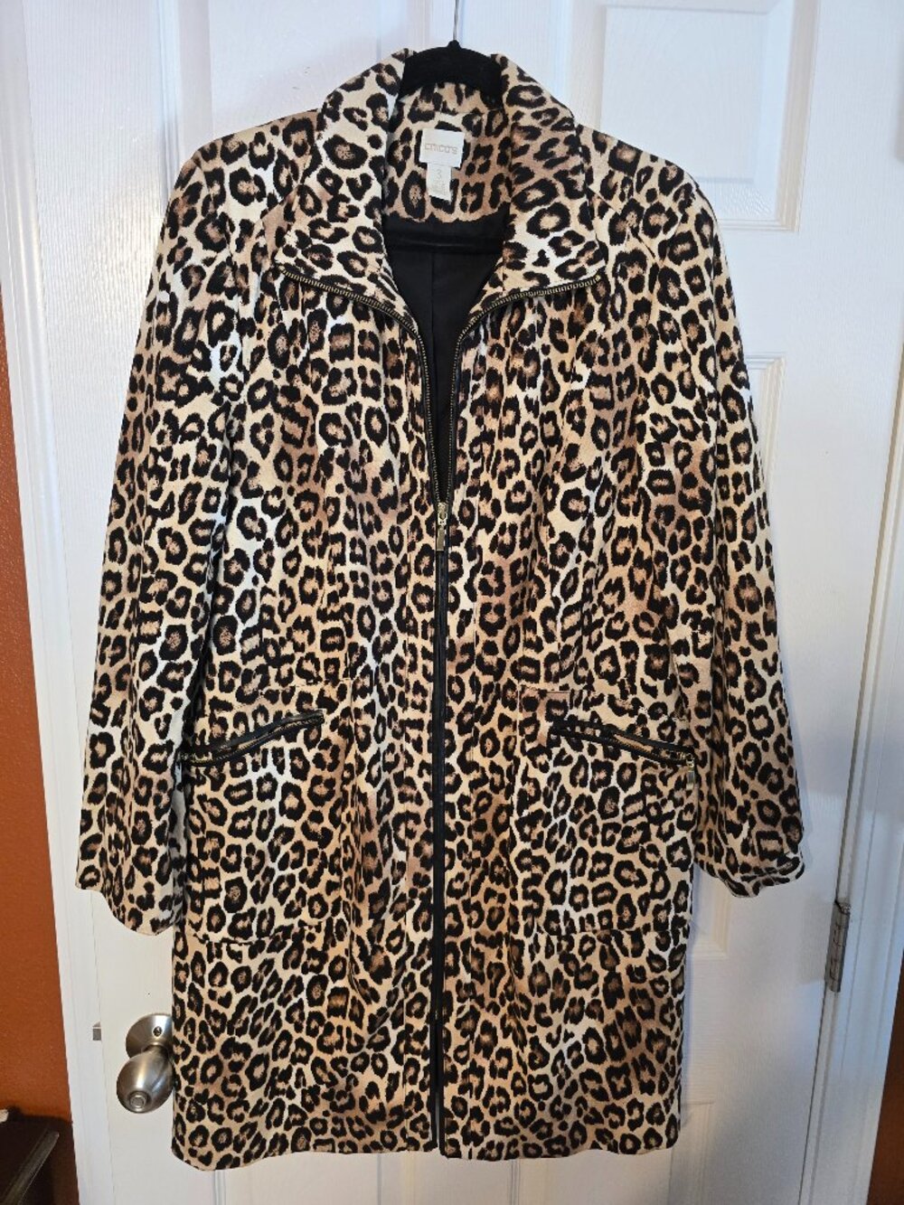 Chico's Leopard Print Long Jacket - EUC